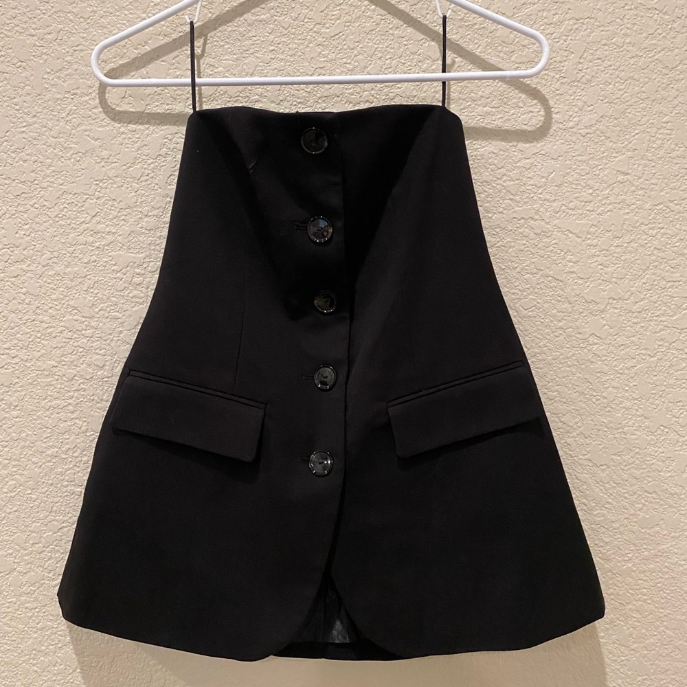 NWT Zara strapless black button vest size XS